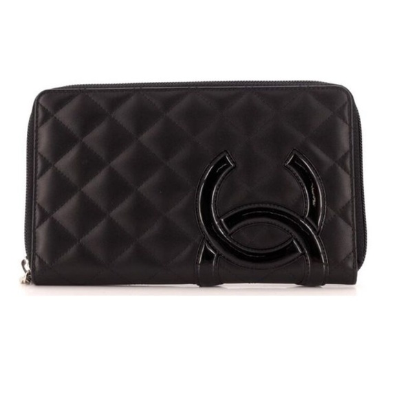 Authentic Chanel Zip Around Wallet Quilted Lambskin Black Wallet - Picture 1 of 10